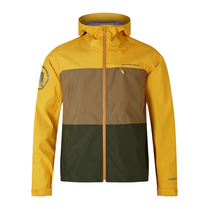 Men's SingleTrack waterproof jacket in Yellow Mustard, front view