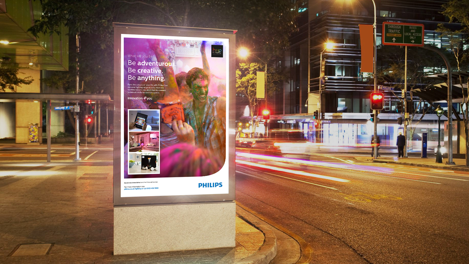 Philips Hue OOH poster at night